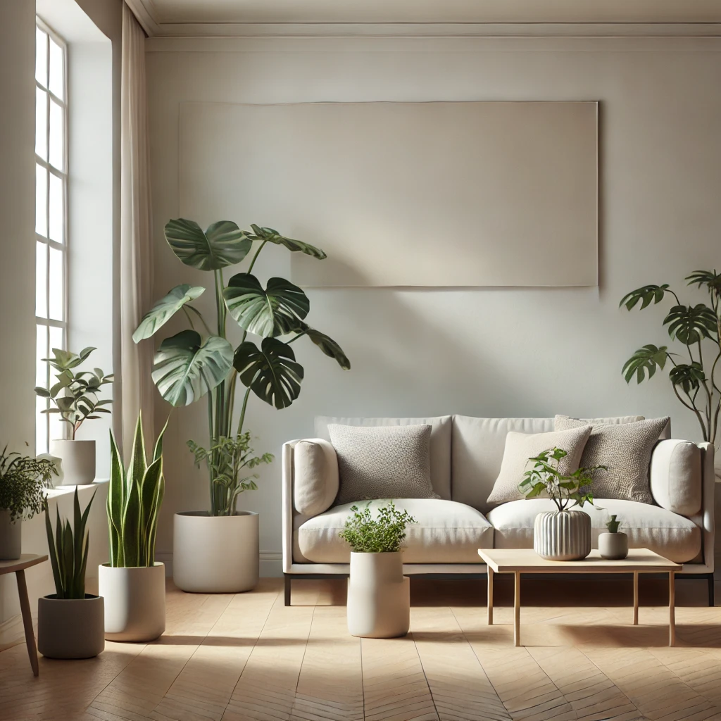 How to Style Houseplants in a Minimalist Living Room
