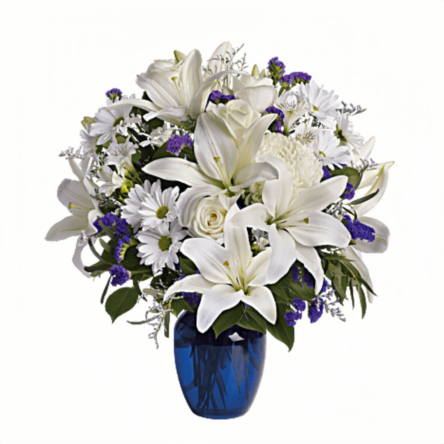 Beautiful in Blue - White & Purple Sympathy Vase