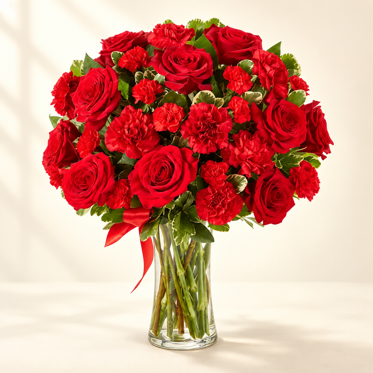 You Are My Heart | Red Roses & Carnations Bouquet