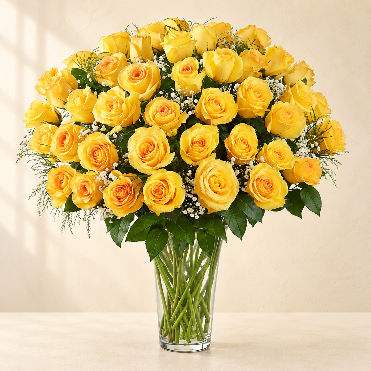 Sunny Yellow Roses Vase Arrangement