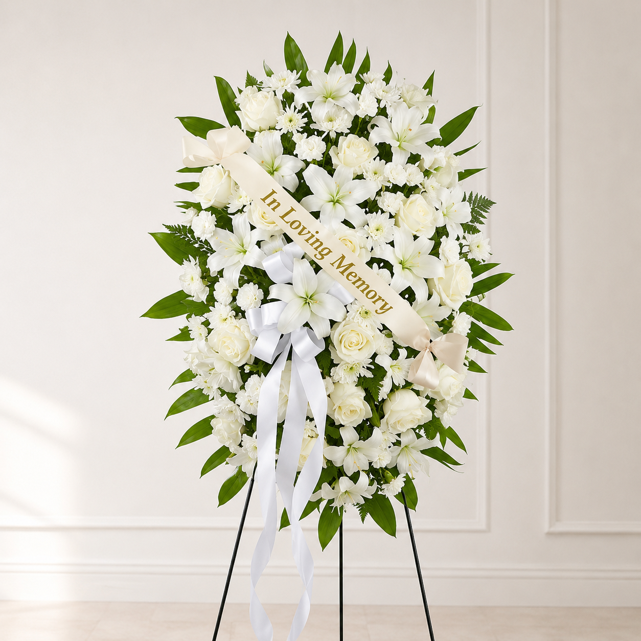 Peaceful White Lily Tribute Spray