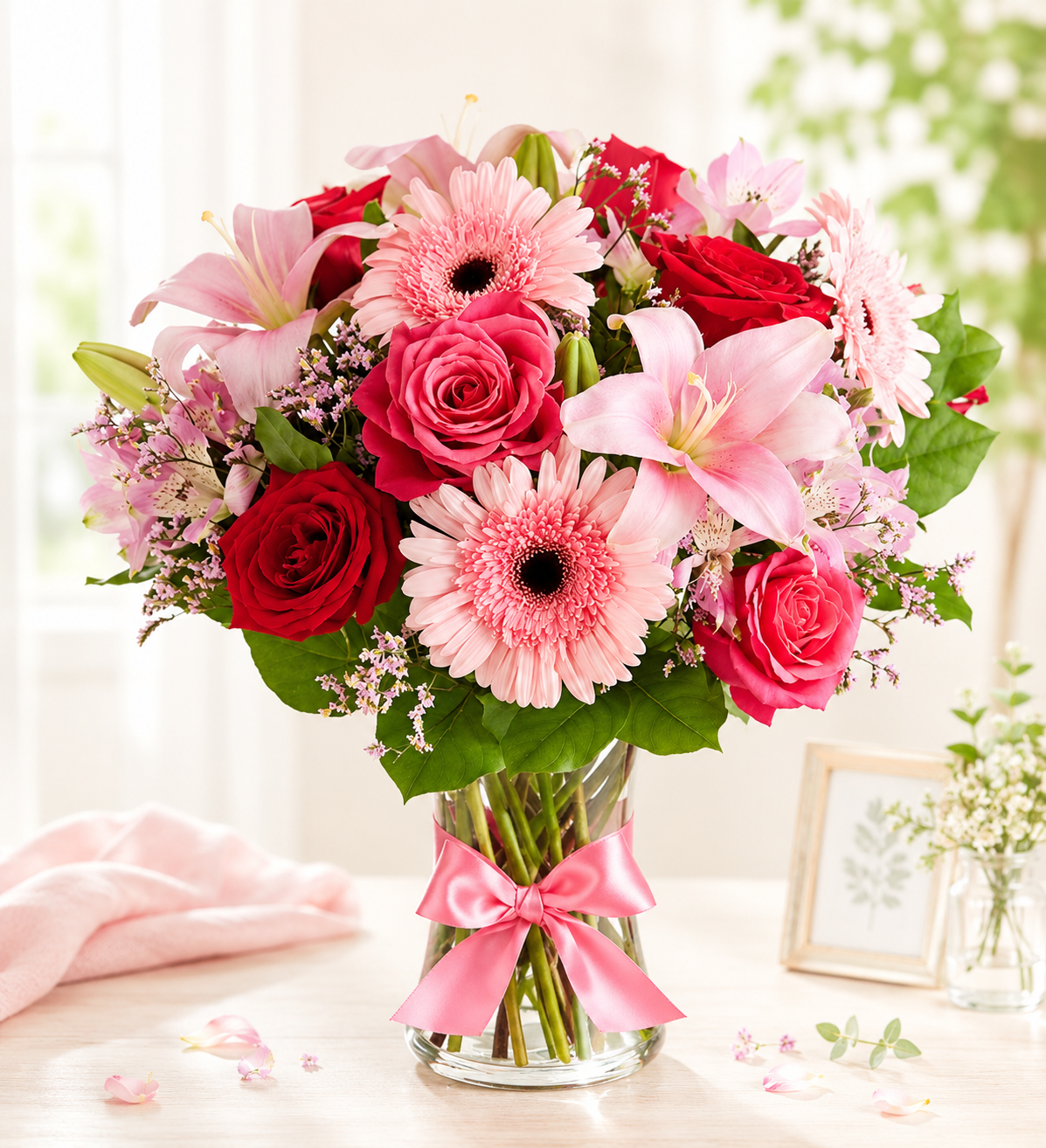 Blushing Lily & Rose Bouquet