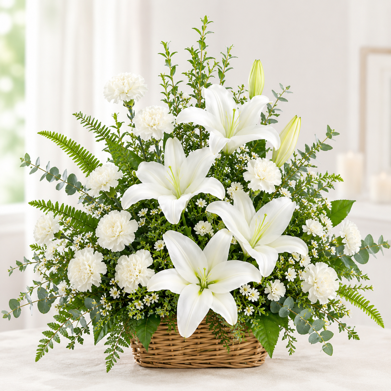 Peaceful White Lily Basket