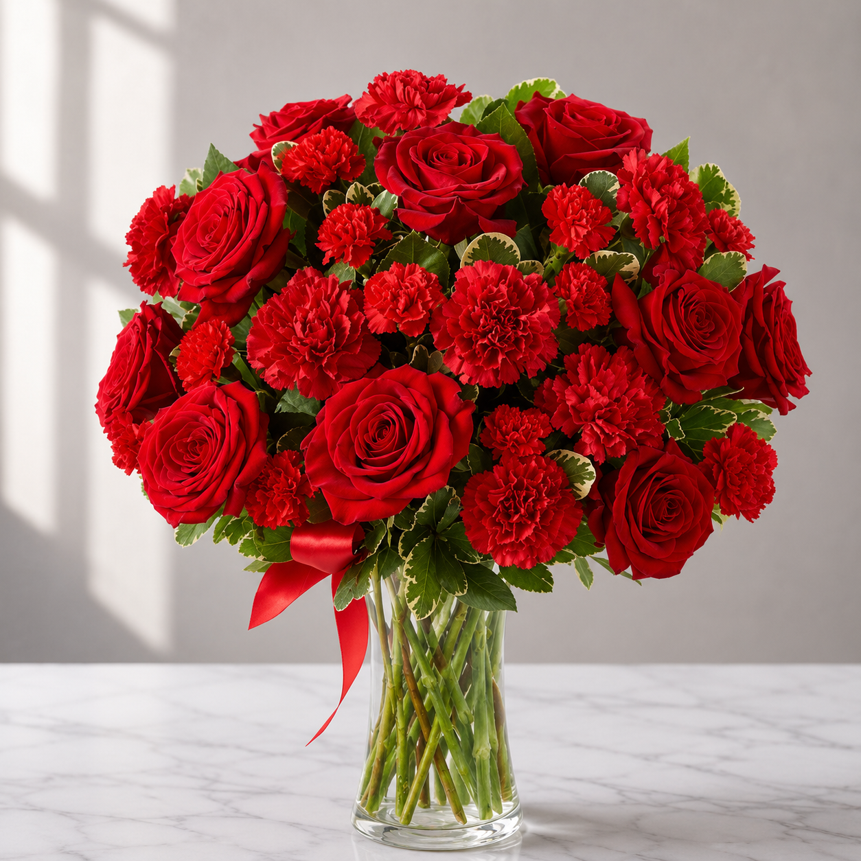 You Are My Heart | Red Roses & Carnations Bouquet