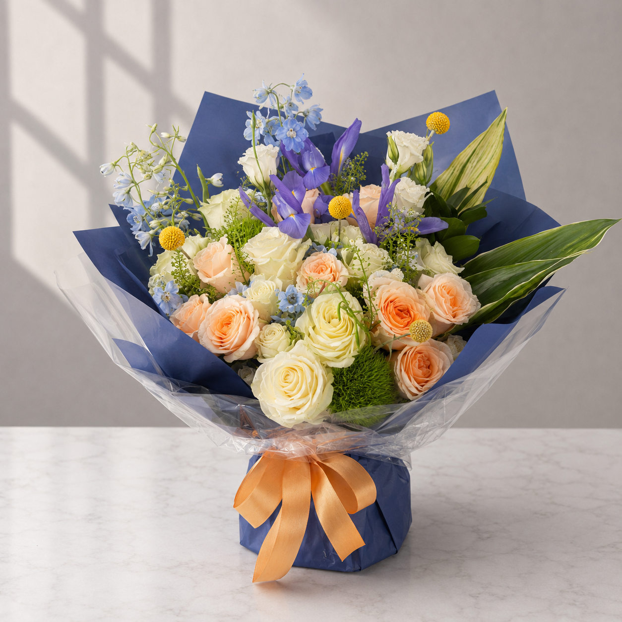 🎓 Blue Horizon Graduation Bouquet