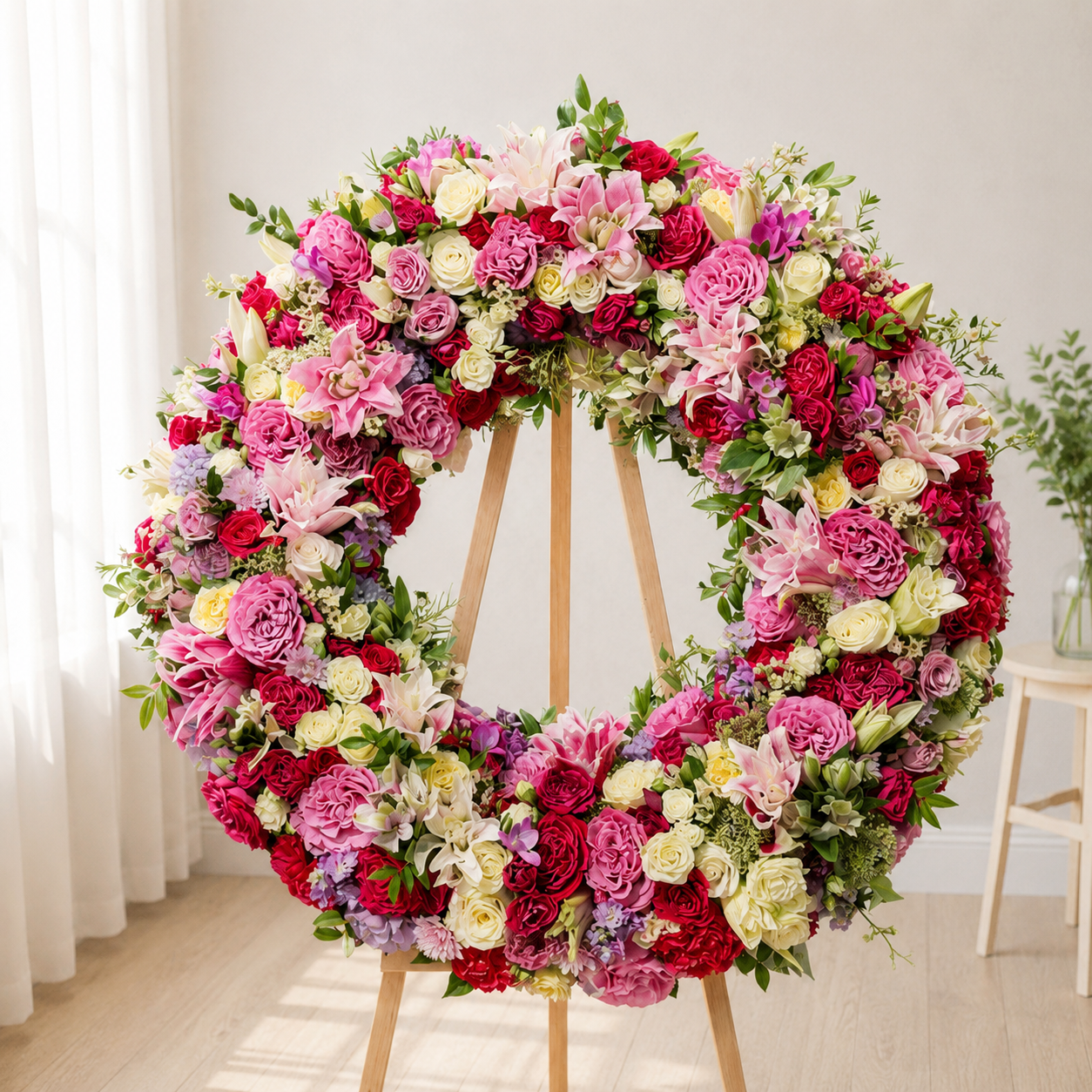 Pink & White Sympathy Standing Wreath
