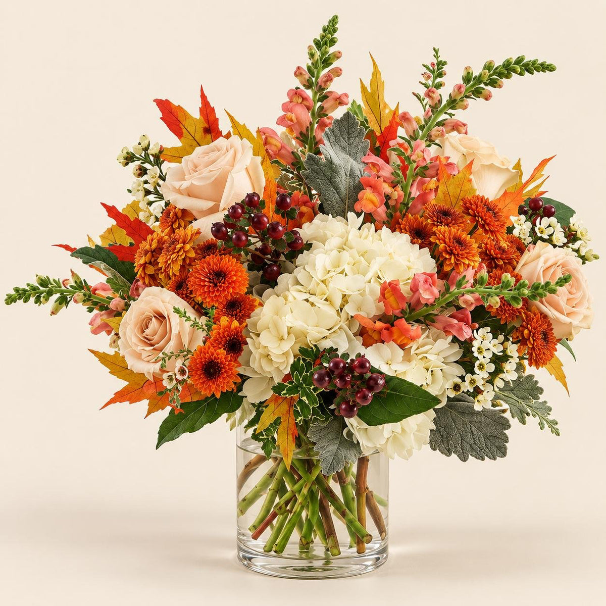 The Midnight Margarita Fall Bouquet – Roses, Hydrangea & Snapdragons