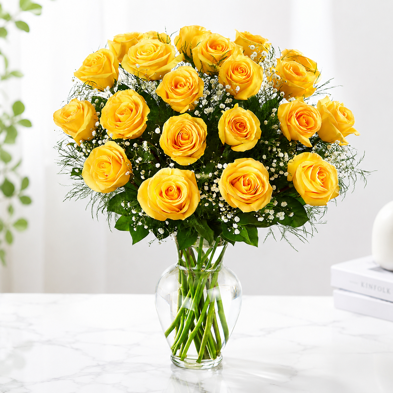 Sunny Yellow Roses Vase Arrangement