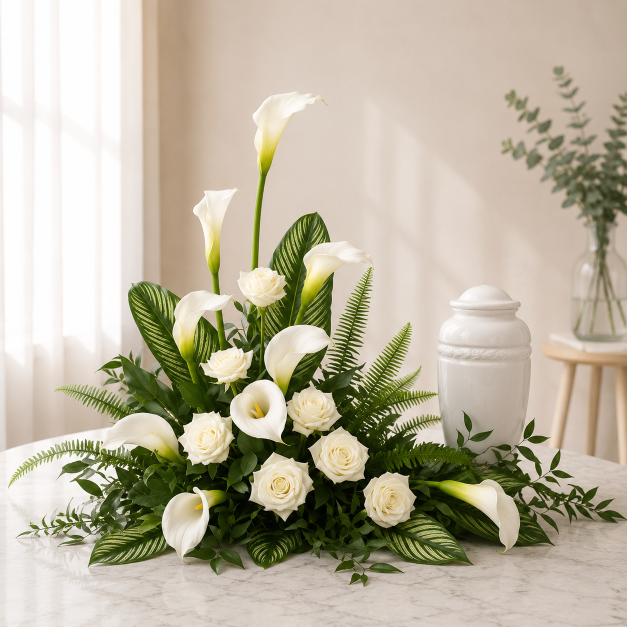 White Serenity Sympathy Wreath