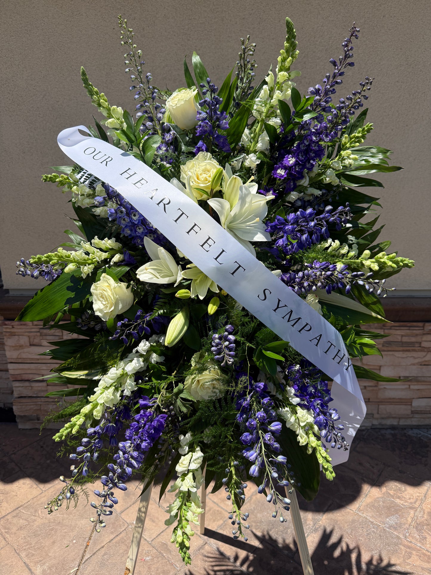 Blue & White Sympathy Standing Spray