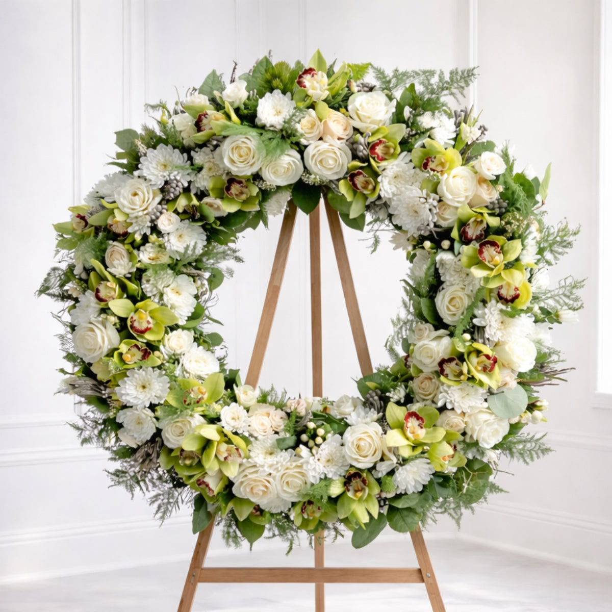 Elegant White Orchid Sympathy Wreath