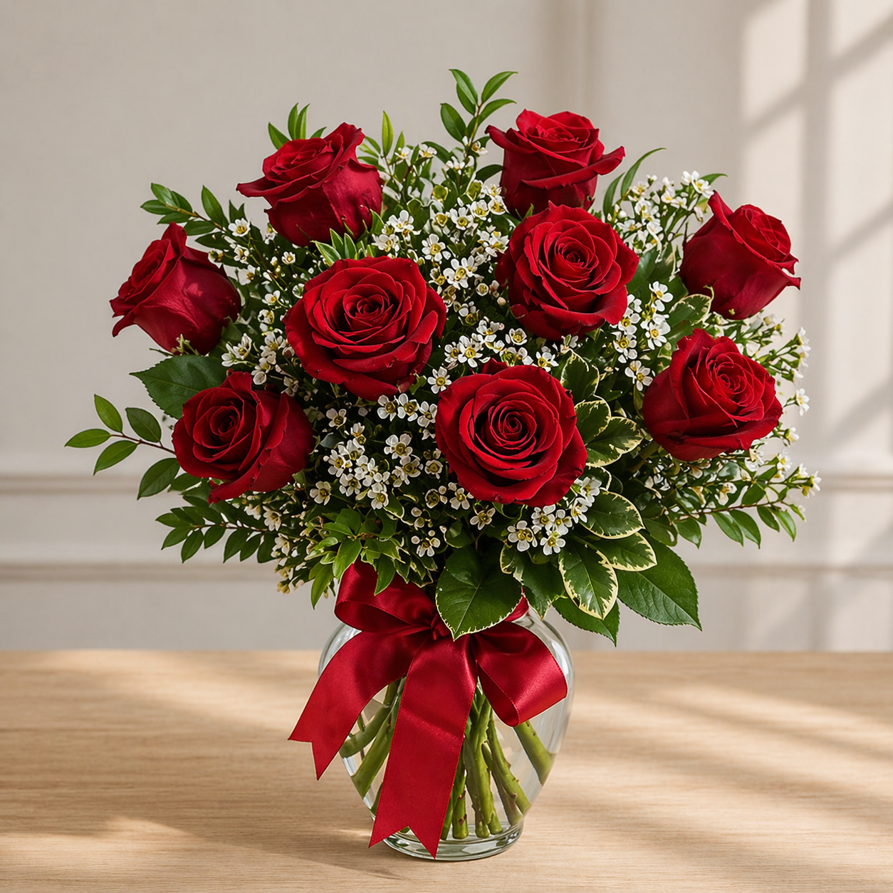 Red Roses in Vase – Simple & Elegant Bouquet 🌹 | Same-Day Delivery Baldwin Park