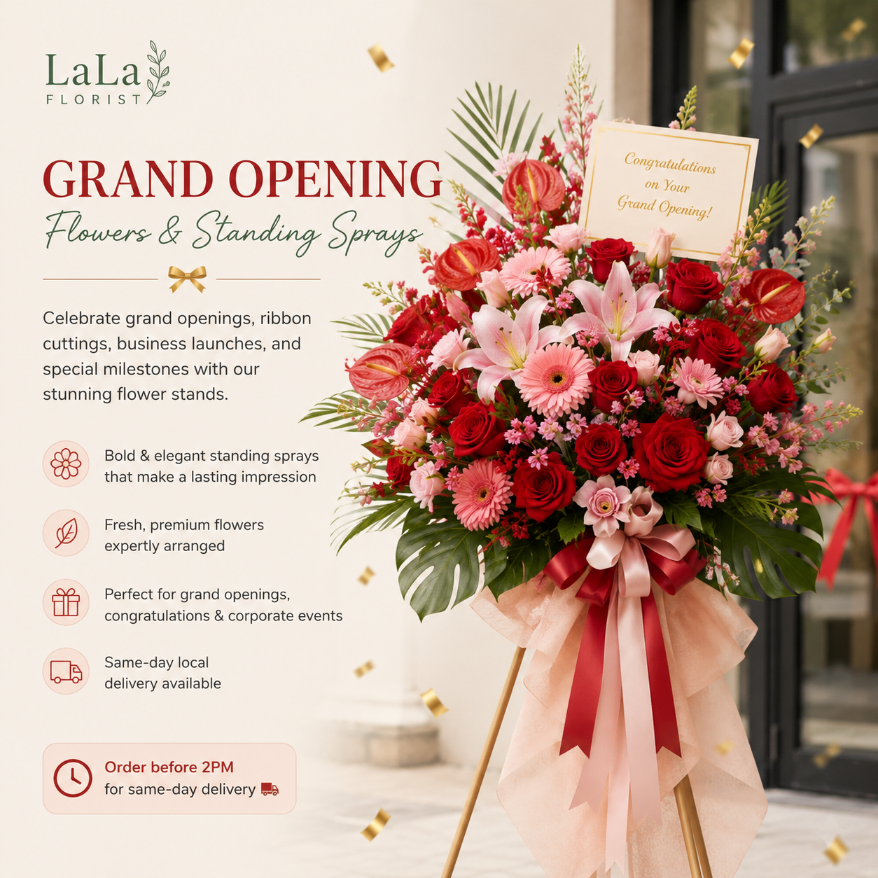 Grand Opening Flowers | Standing Sprays & Flower Stands | LaLa Florist