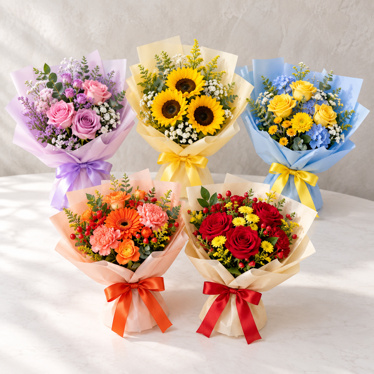 Mini Wrapped Bouquets