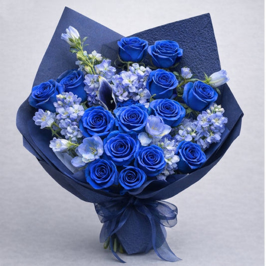 Blue Garden Rose Bouquet