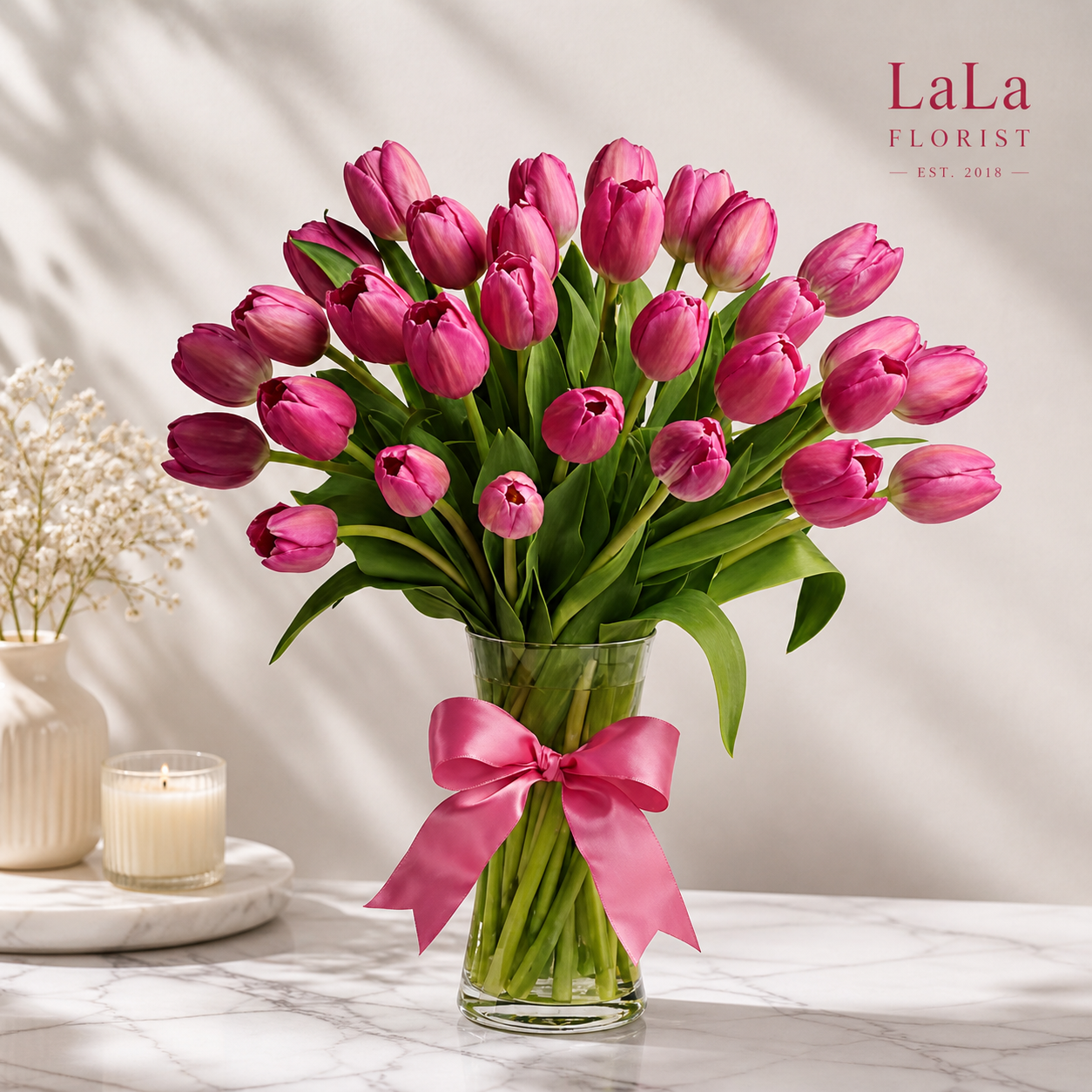 Pink Tulip Bouquet – Fresh Elegant Spring Flowers 🌷