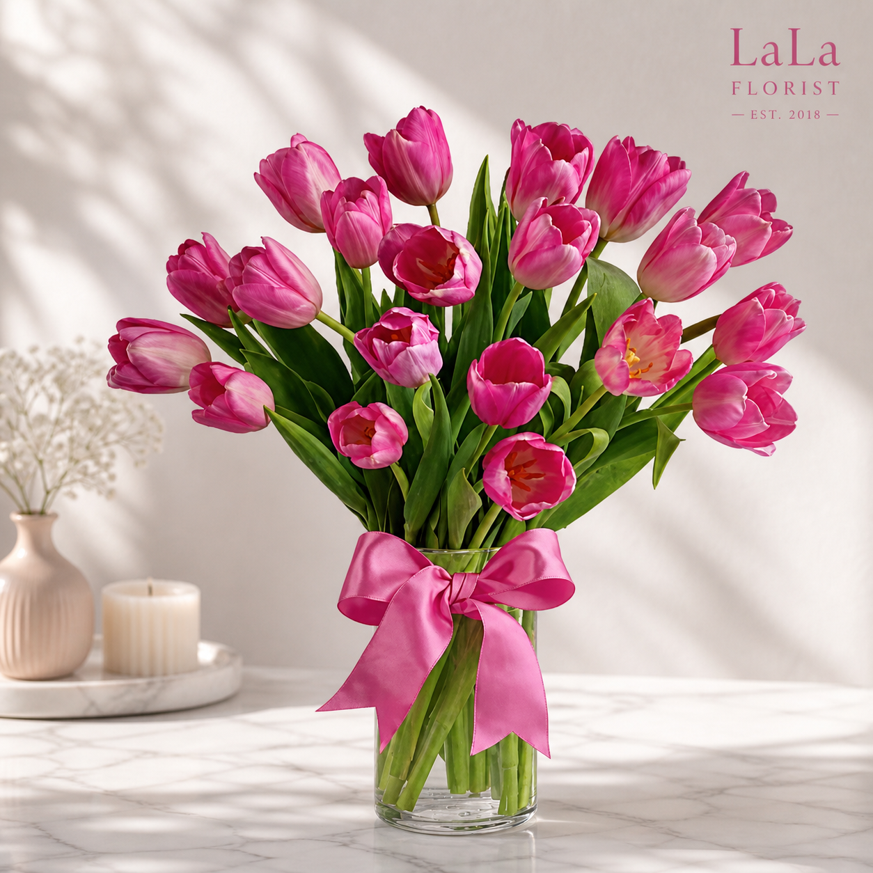 Pink Tulip Bouquet – Fresh Elegant Spring Flowers 🌷
