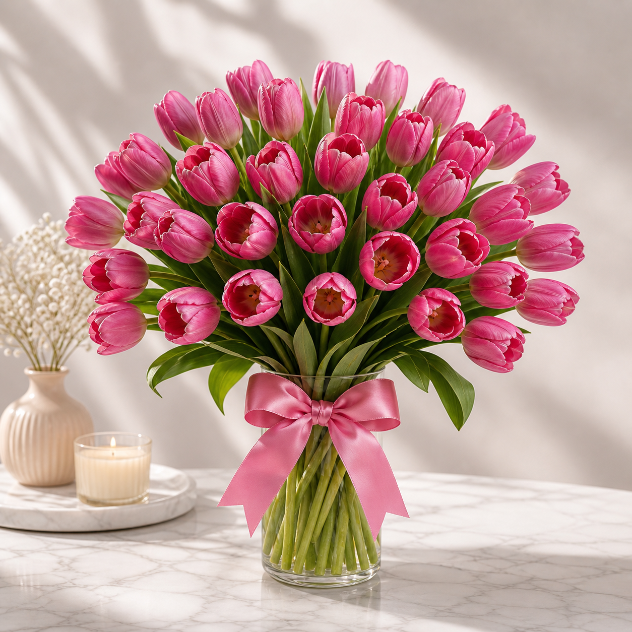 Pink Tulip Bouquet – Fresh Elegant Spring Flowers 🌷