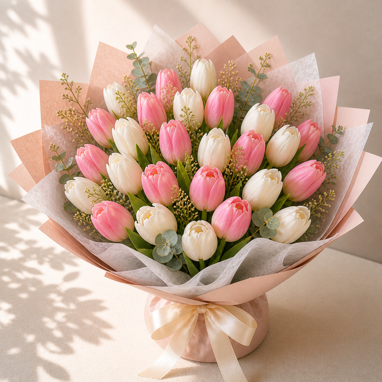 Pink Tulip Bouquet — Elegant Paper Wrap 🌷