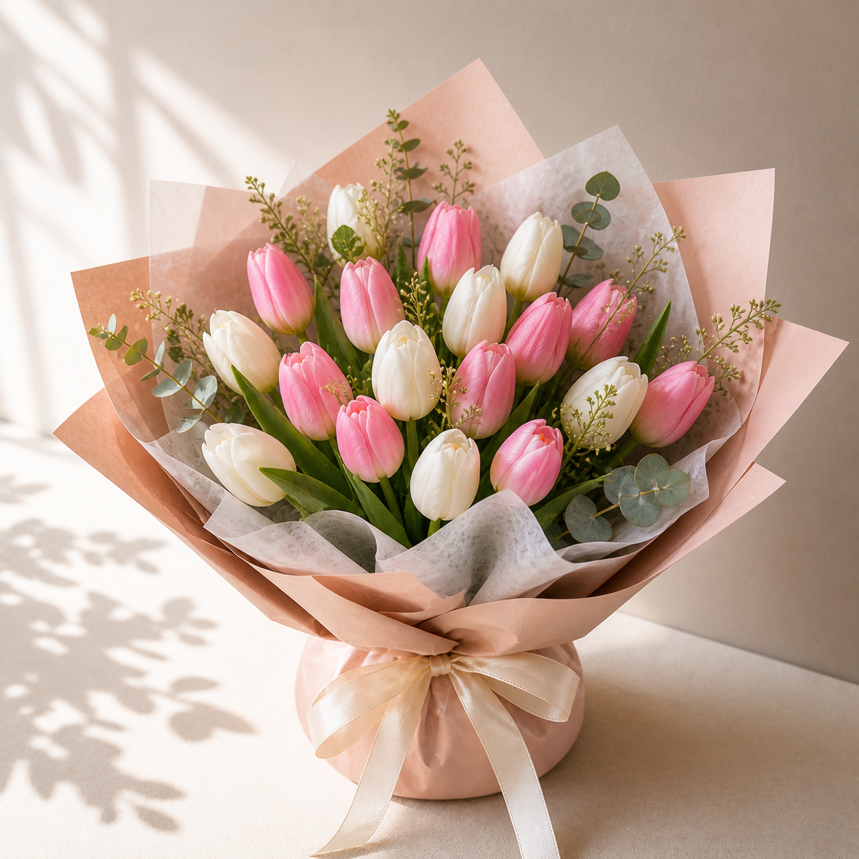Pink Tulip Bouquet — Elegant Paper Wrap 🌷