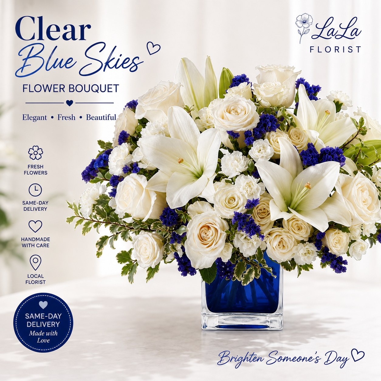 Clear Blue Skies Flower Bouquet