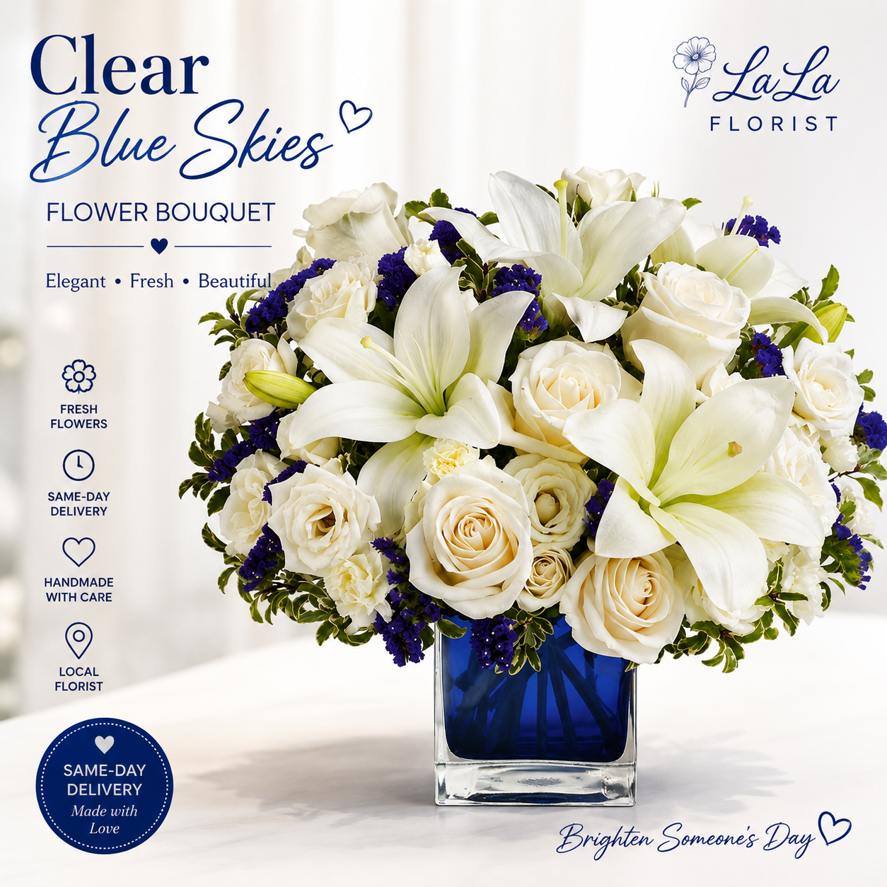 Clear Blue Skies Flower Bouquet