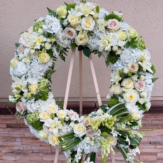 Prestige White Elegance Wreath 🤍 Premium Sympathy Tribute