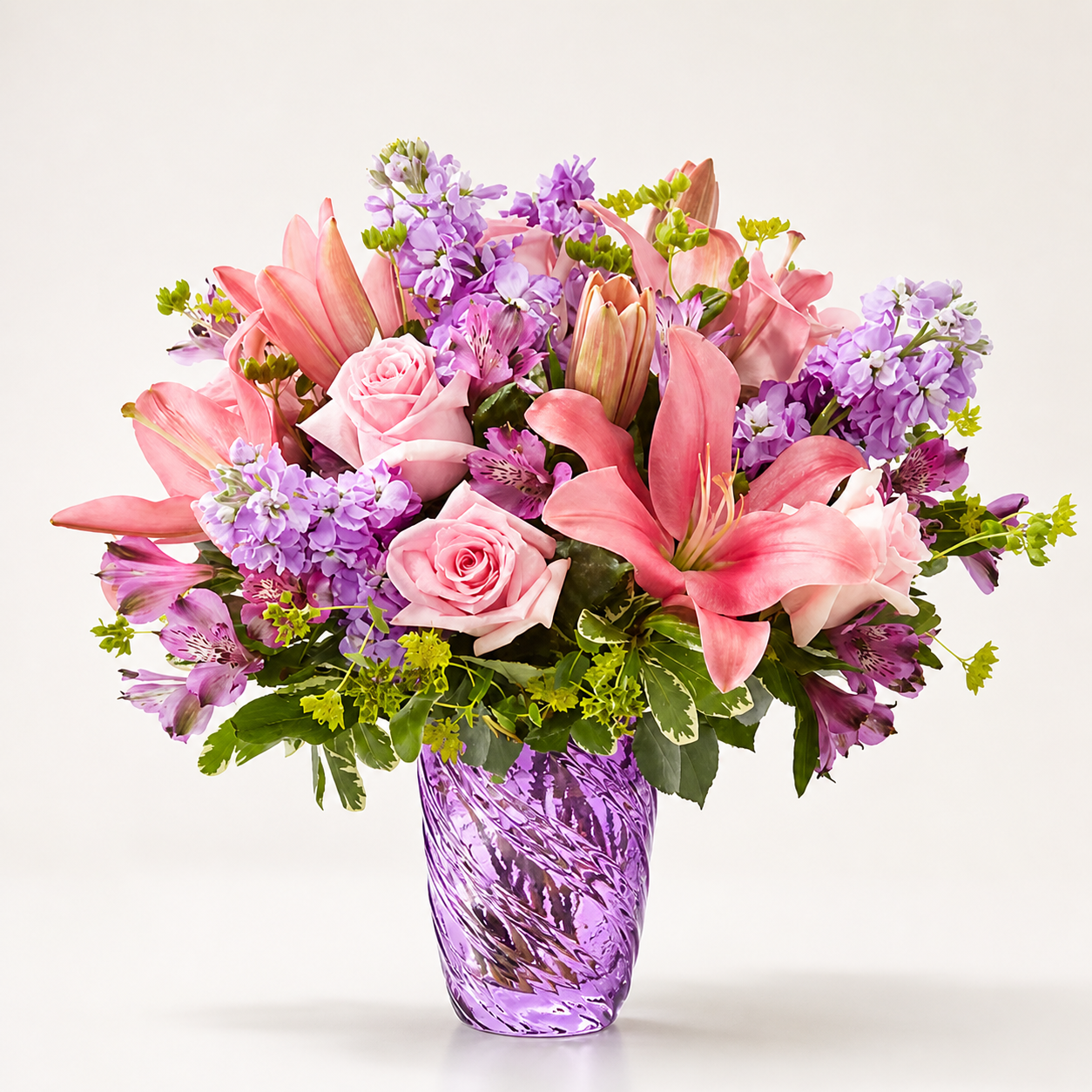 Precious Petals Bouquet with Luxe Swirl Vase