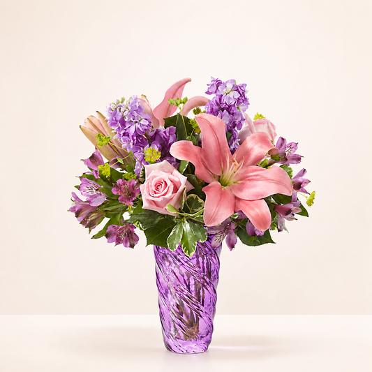 Precious Petals Bouquet with Luxe Swirl Vase