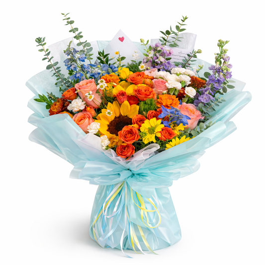 Sunflower & Orange Rose Bouquet