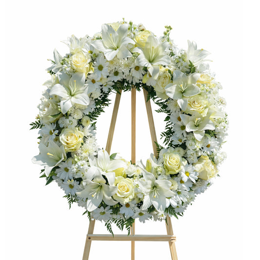 Eternal Grace White Funeral Wreath