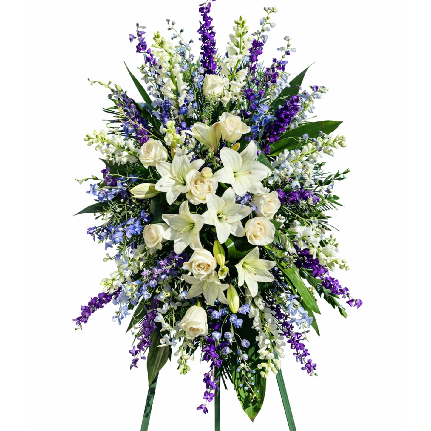 Heavenly Blue & White Lily Standing Spray