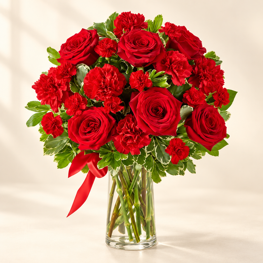 You Are My Heart | Red Roses & Carnations Bouquet