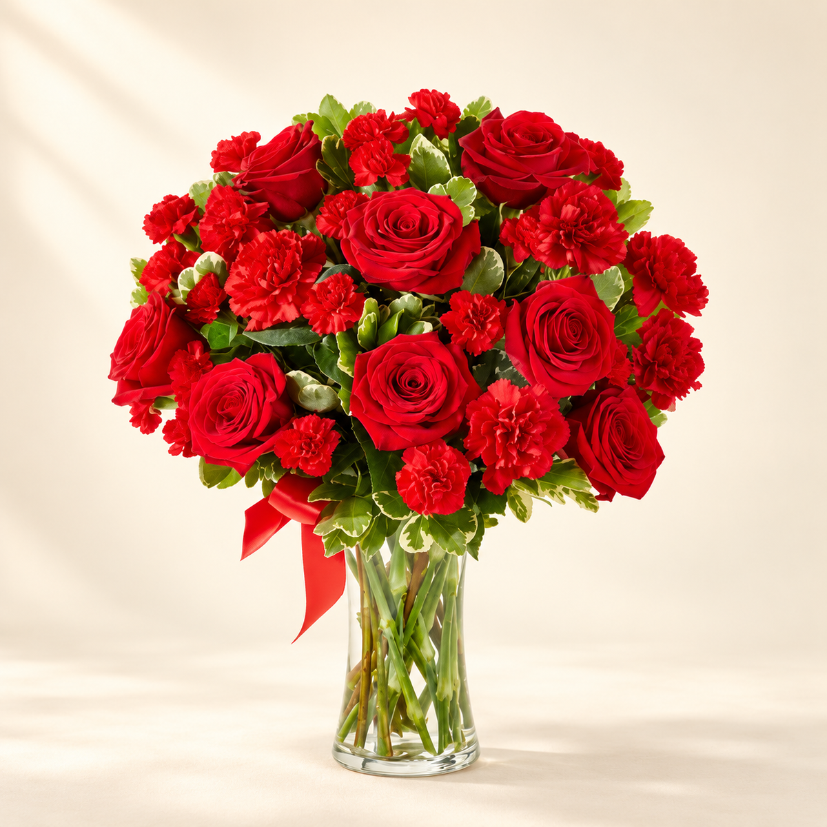 You Are My Heart | Red Roses & Carnations Bouquet