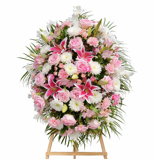 Heavenly Pink Tribute Standing Spray | Sympathy Flowers Delivery Baldwin Park