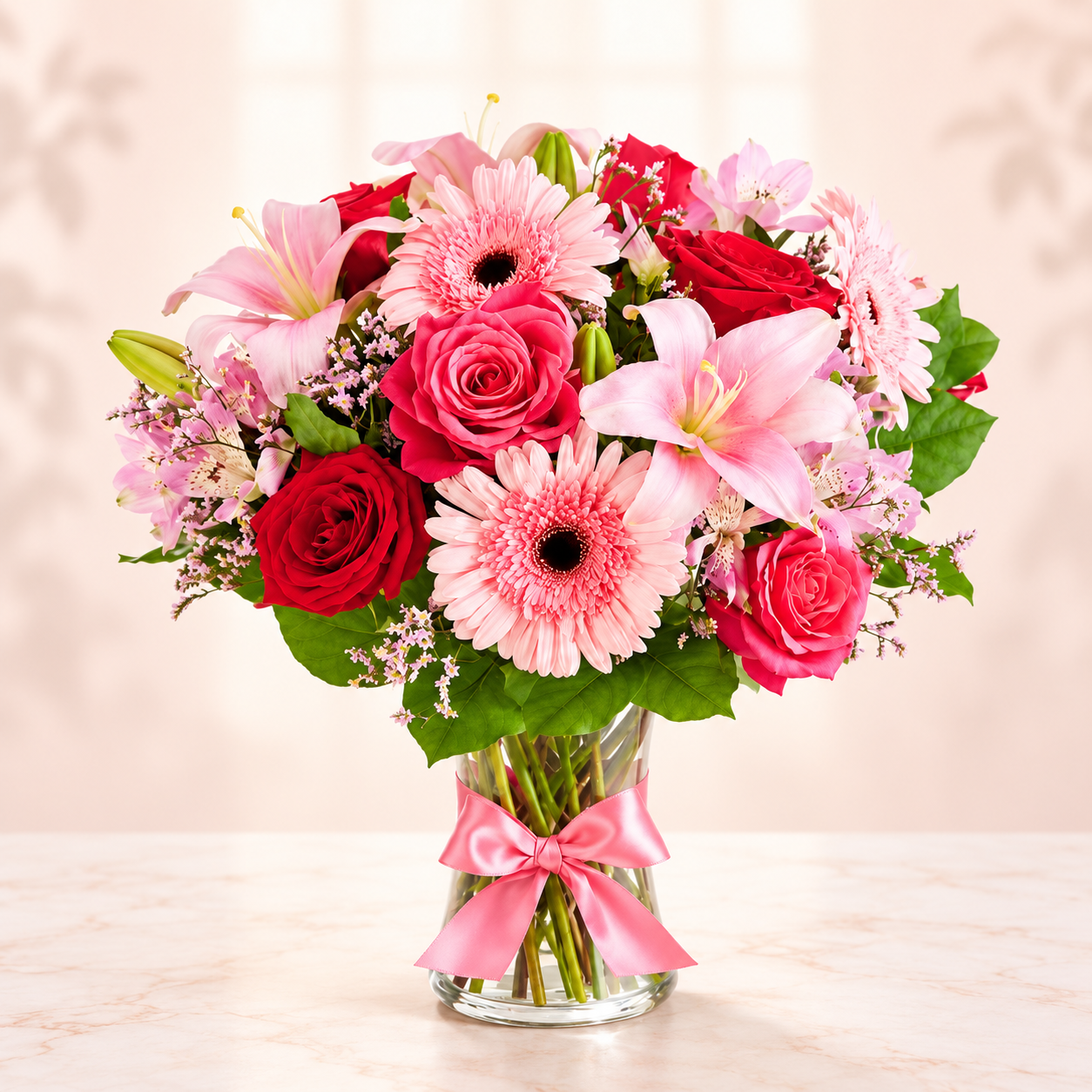 Blushing Lily & Rose Bouquet