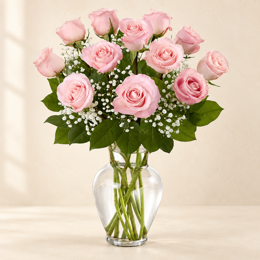 Pink Rose Elegance Vase Arrangement