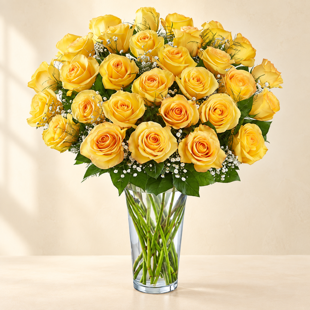 Sunny Yellow Roses Vase Arrangement