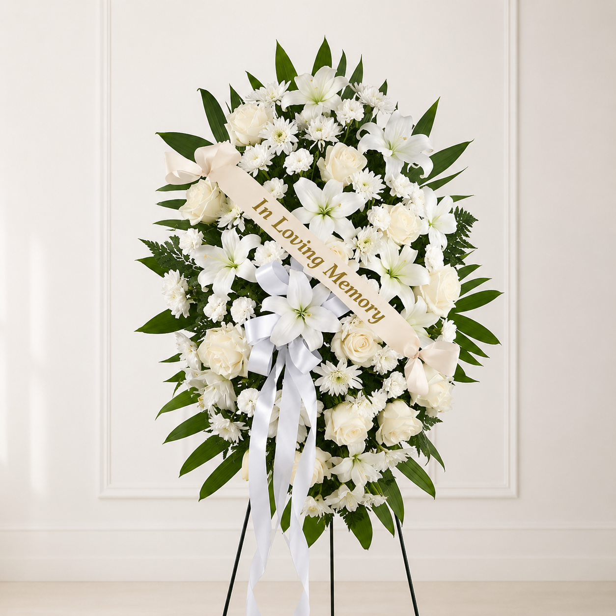 Peaceful White Lily Tribute Spray