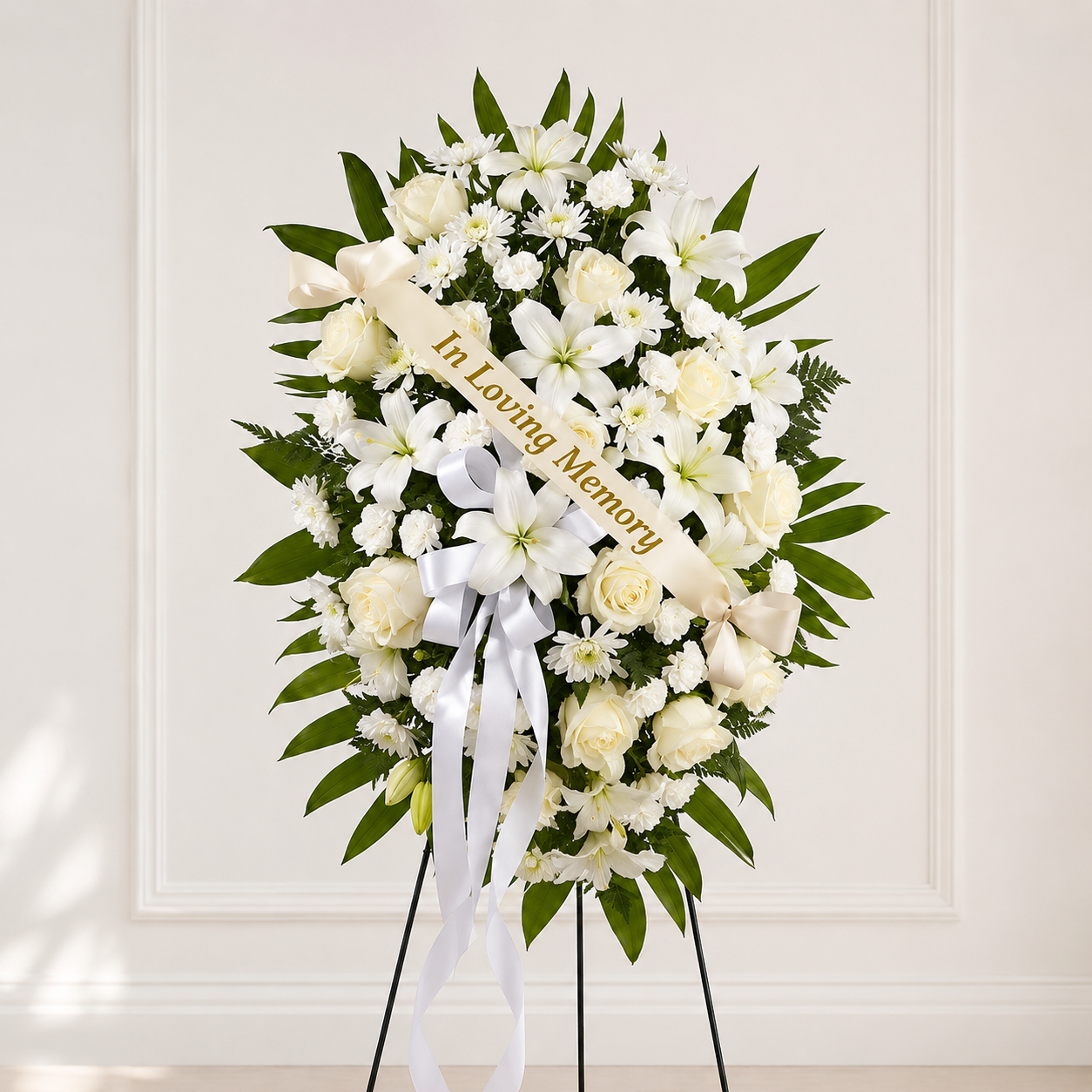 Peaceful White Lily Tribute Spray