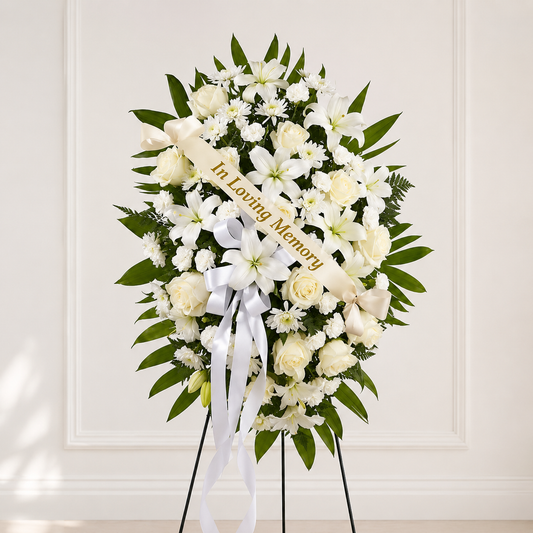 Peaceful White Lily Tribute Spray