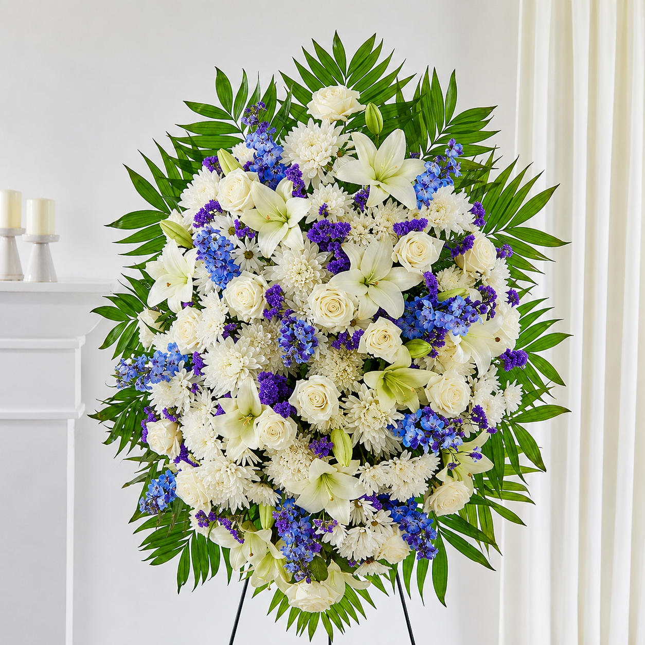 White & Blue Standing Spray