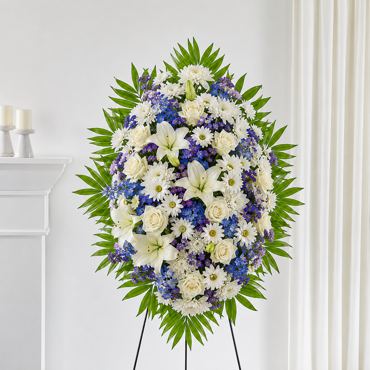 White & Blue Standing Spray