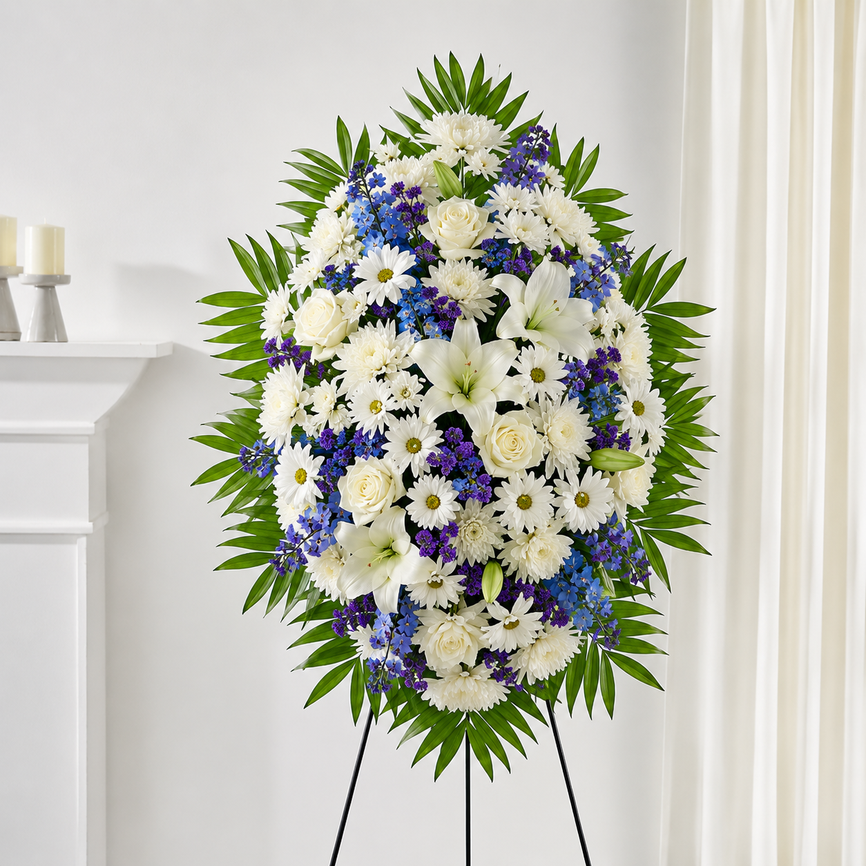 White & Blue Standing Spray