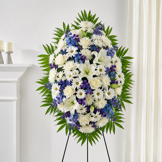 White & Blue Standing Spray