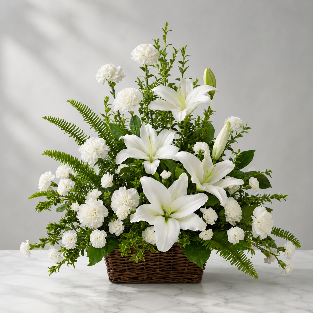Peaceful White Lily Basket