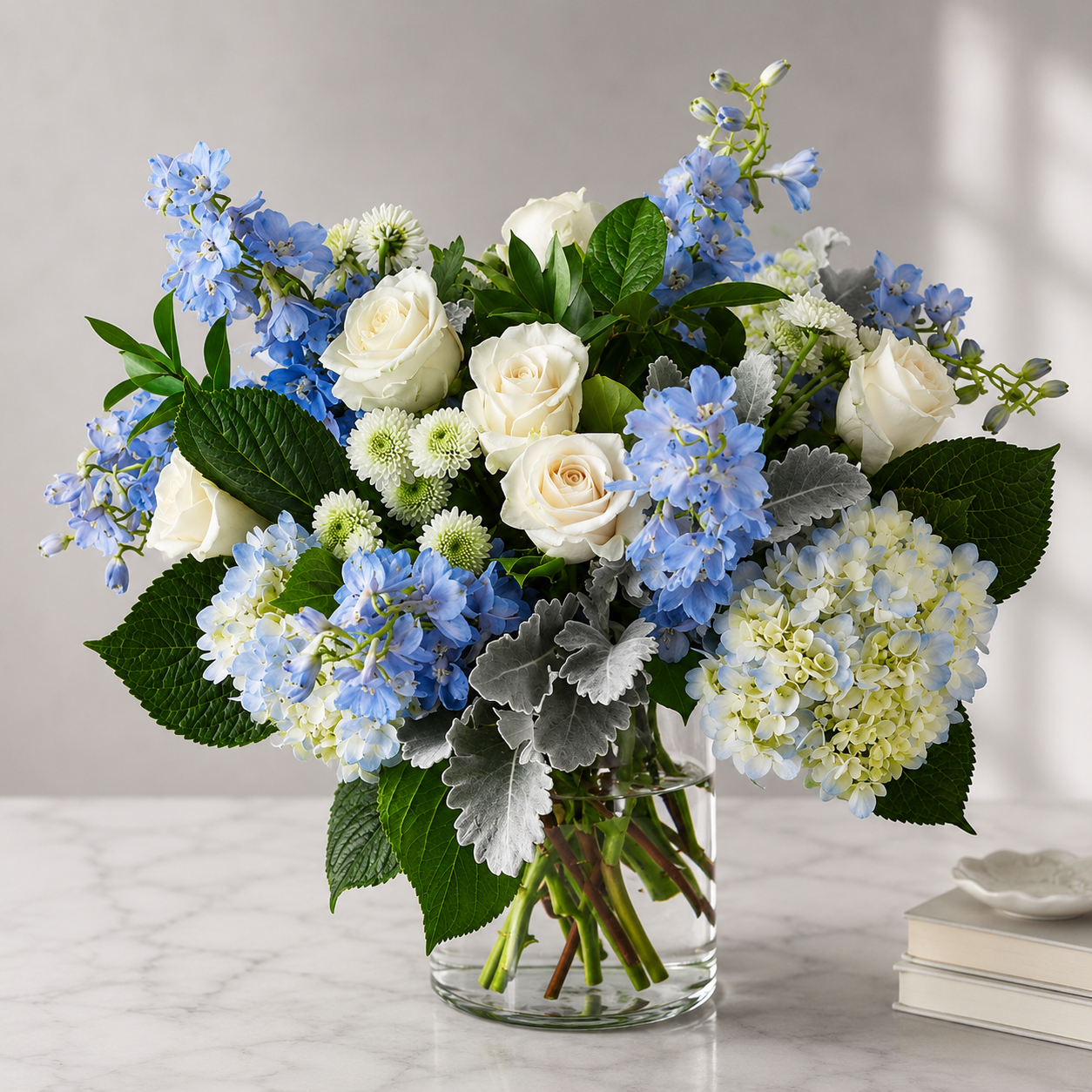 Clear Skies Bouquet — Blue & White Elegance 💙