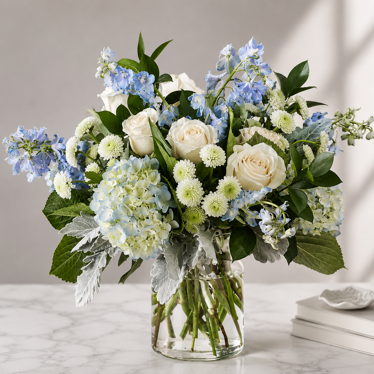 Clear Skies Bouquet — Blue & White Elegance 💙