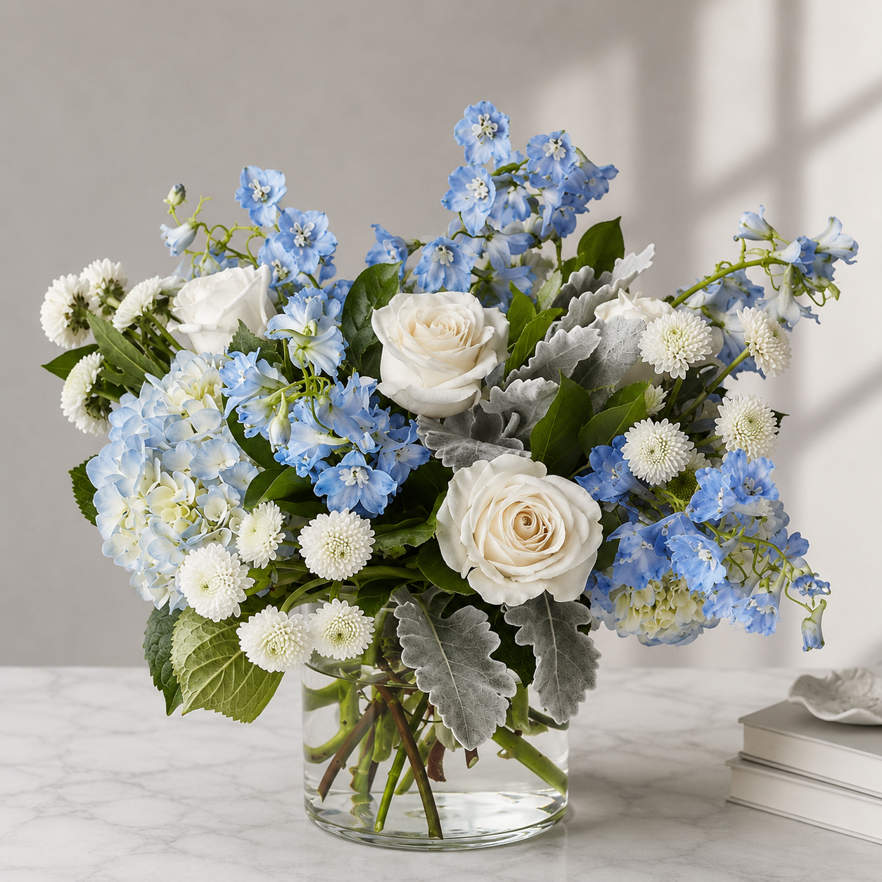 Clear Skies Bouquet — Blue & White Elegance 💙