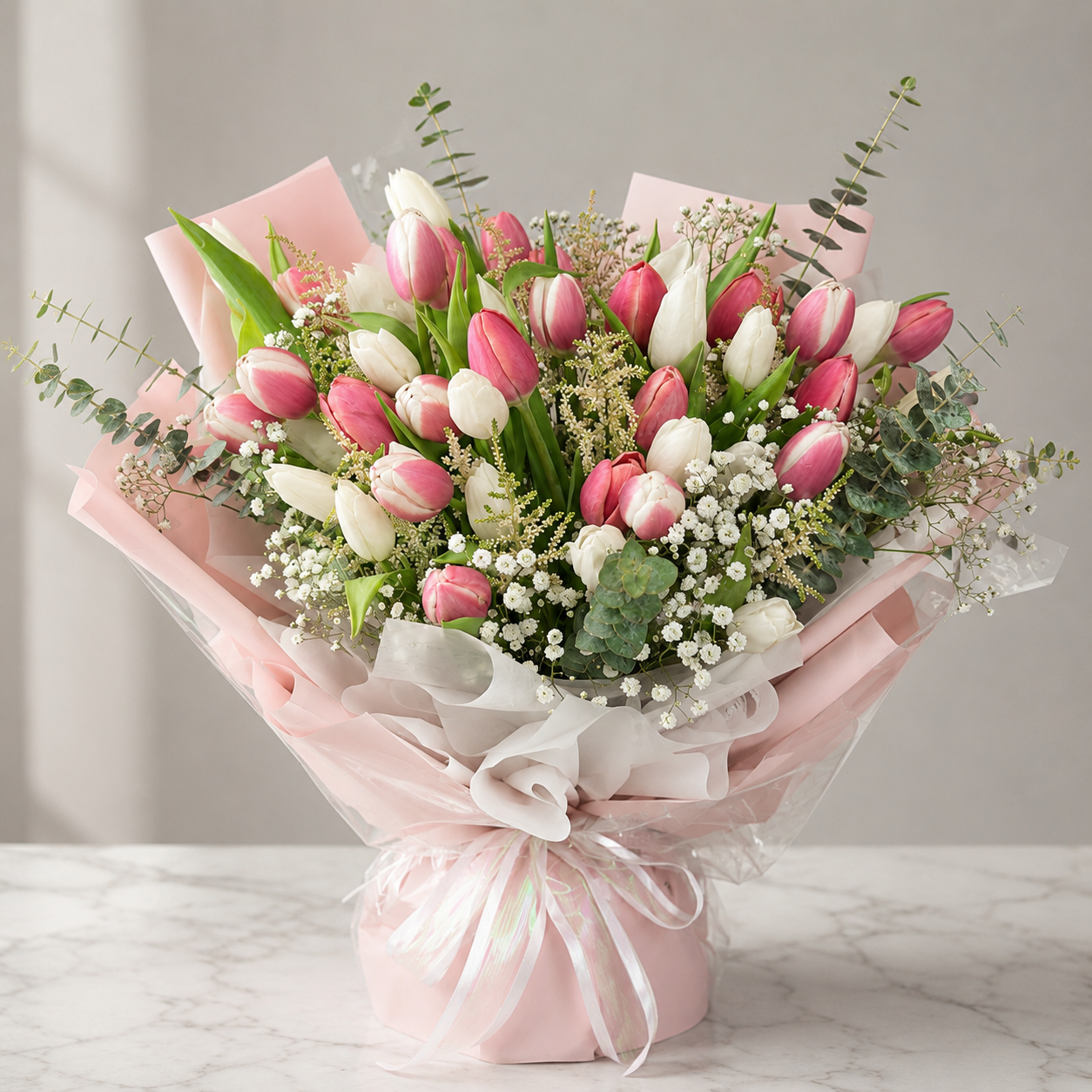 Blushing Tulip Garden Bouquet